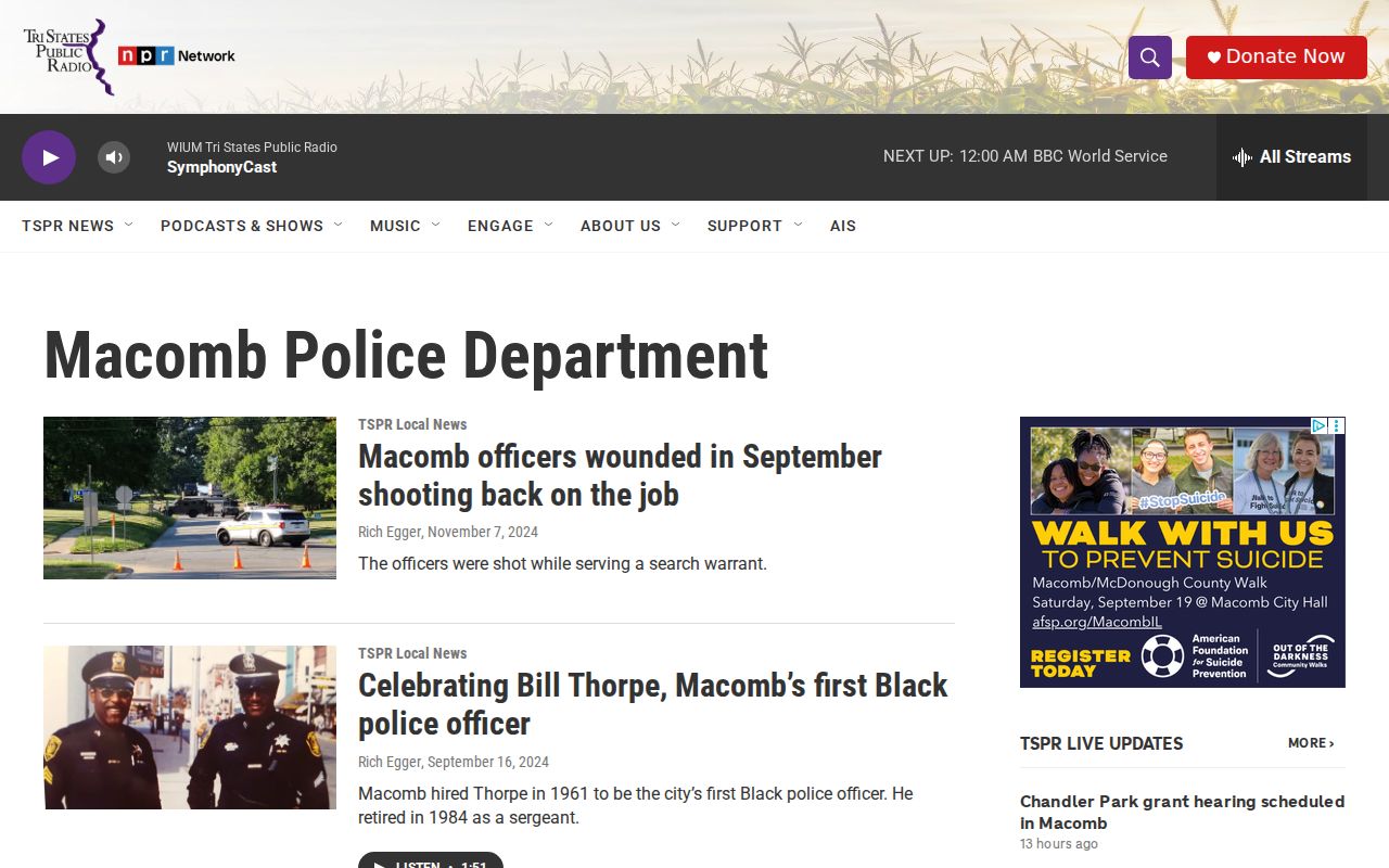 McDonough County crime news source from the Tri States Public Radio Macomb Police tag