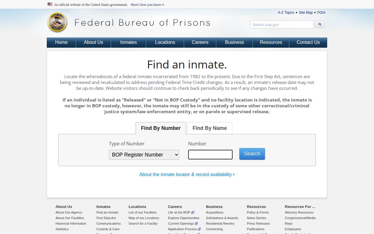 McDonough County federal custody cross-check through the BOP locator