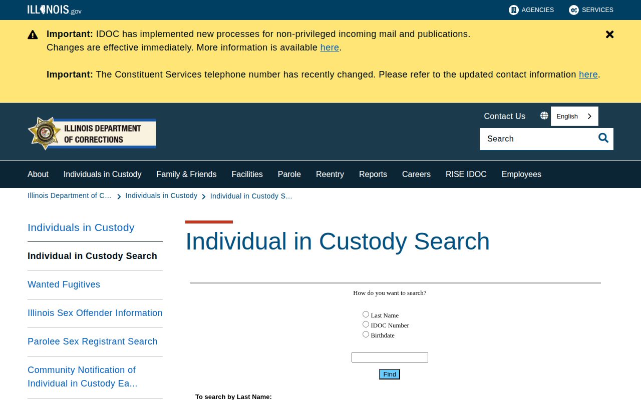 McDonough County Illinois DOC offender search for state custody records