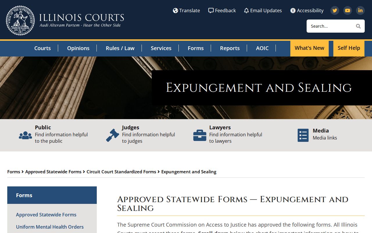 McDonough County Illinois Courts expungement and sealing records source