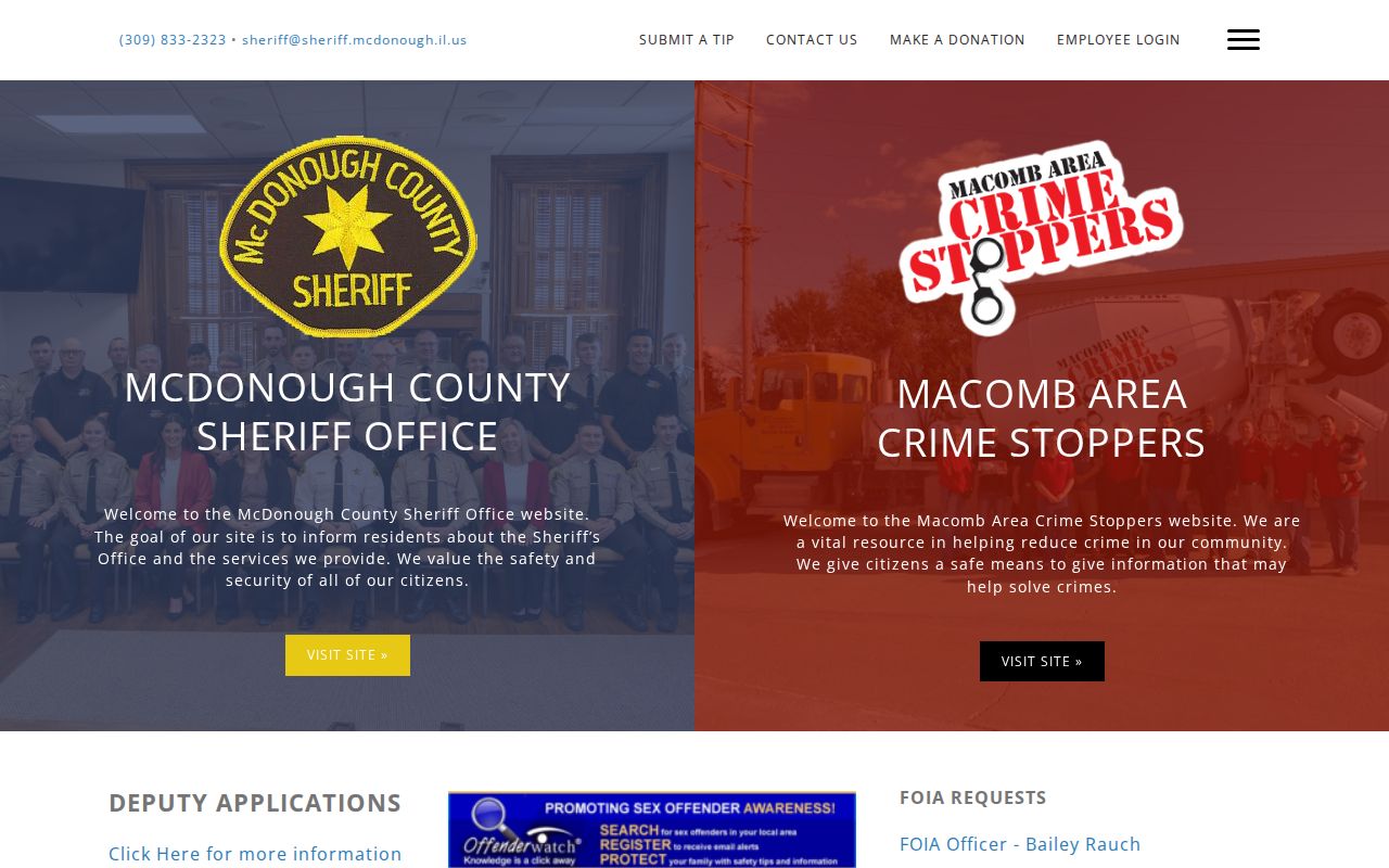 McDonough County Sheriff's Office official booking-record source